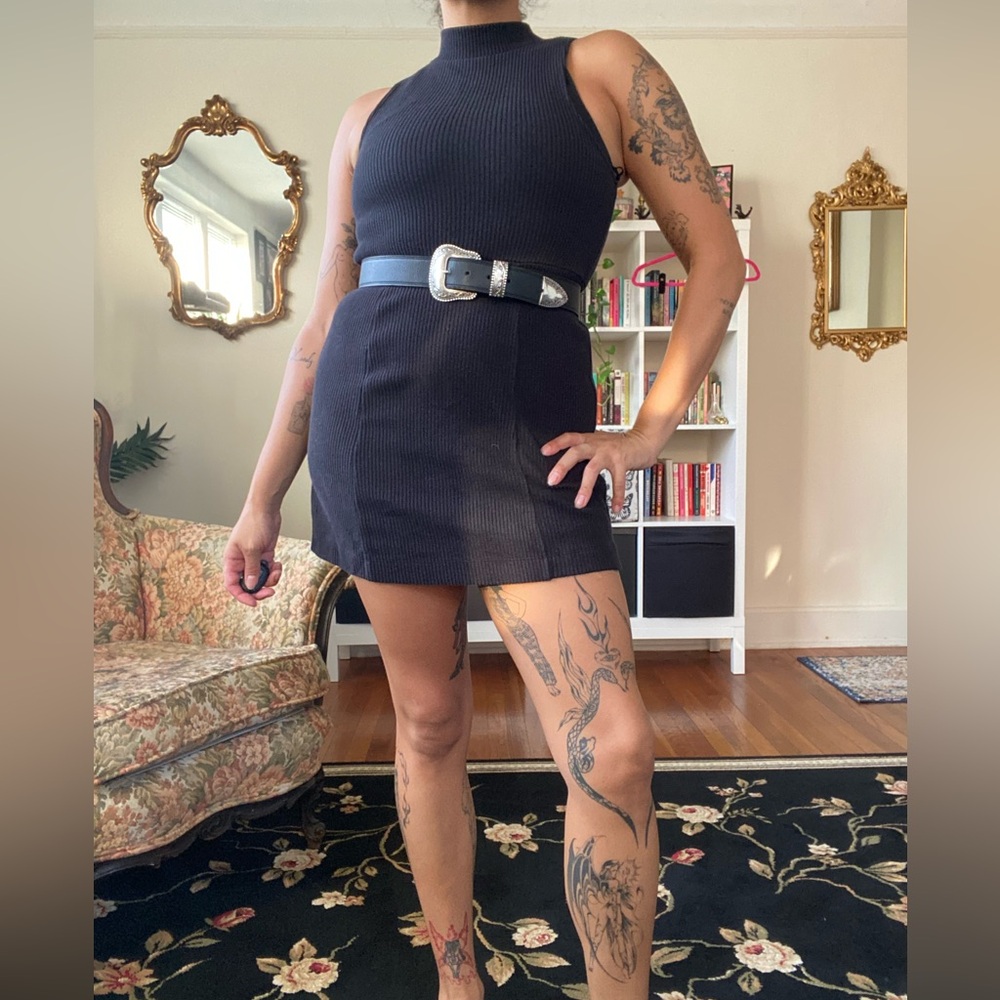 Free People Ribbed Mock Neck Mini Dress